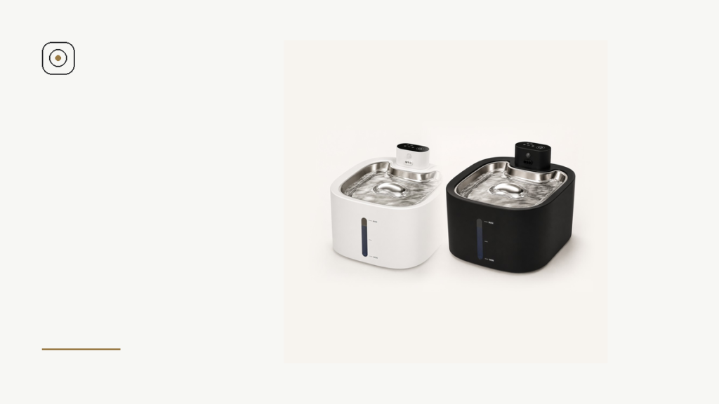 White and Dusk Black SHAEVRA Flow cat water fountains side by side